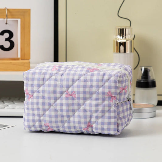 Trousse de Toilette Compacte en Tissu Bleu avec Zip