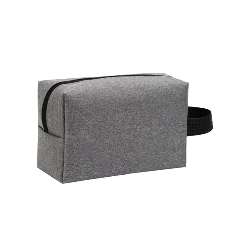 Trousse de Toilette Voyage en Tissu Gris avec Poignée
