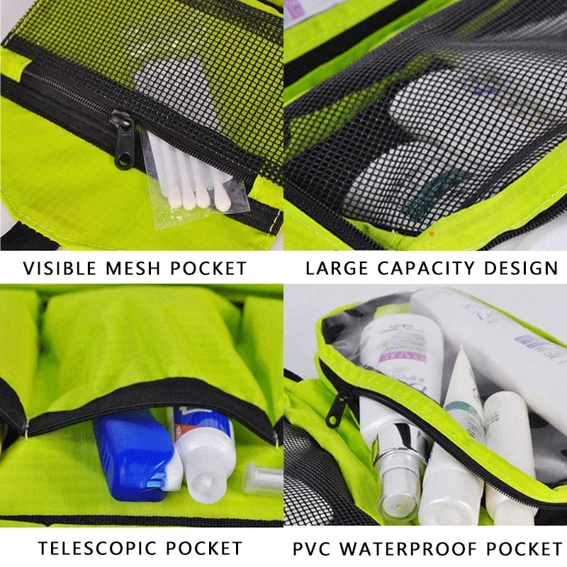 Grande Trousse de Toilette à Suspendre Polyester Orange avec 3 Compartiments