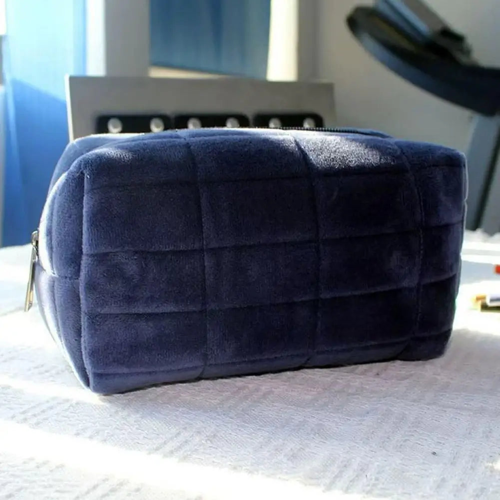 Trousse de Toilette Voyage en Tissu Bleu Marine Matelassée