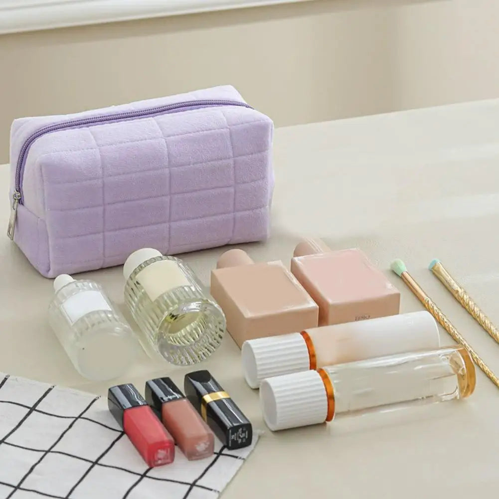 Trousse de Toilette Voyage en Tissu Bleu Marine Matelassée