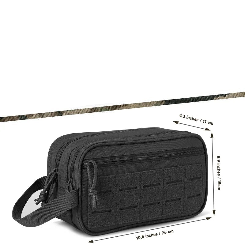 Trousse de Toilette Voyage Polyester Noir avec Poignée Latérale