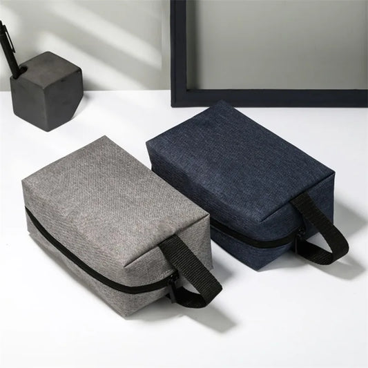 Trousse de Toilette Voyage en Tissu Bleu avec Poignée