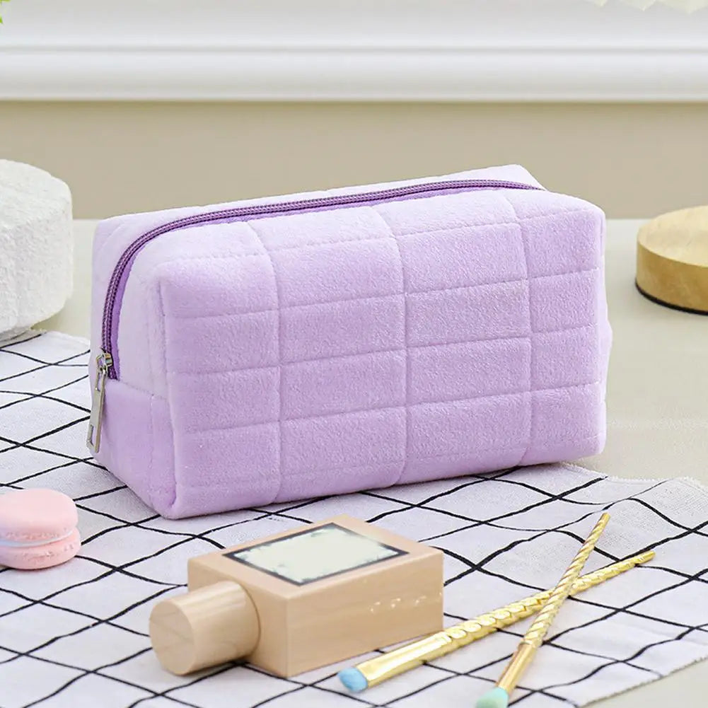 Trousse de Toilette Voyage en Tissu Bleu Marine Matelassée