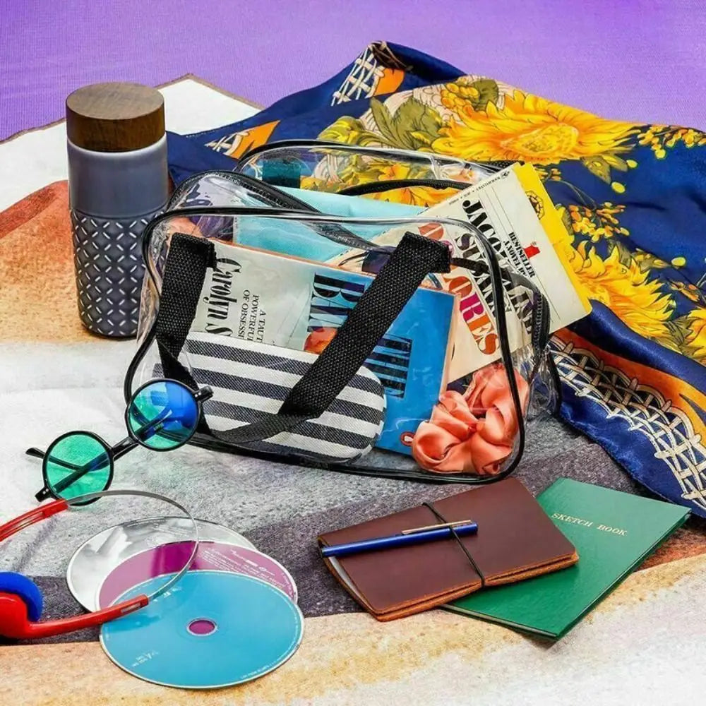 Grande Trousse de Toilette Voyage en PVC Transparent avec Poignées