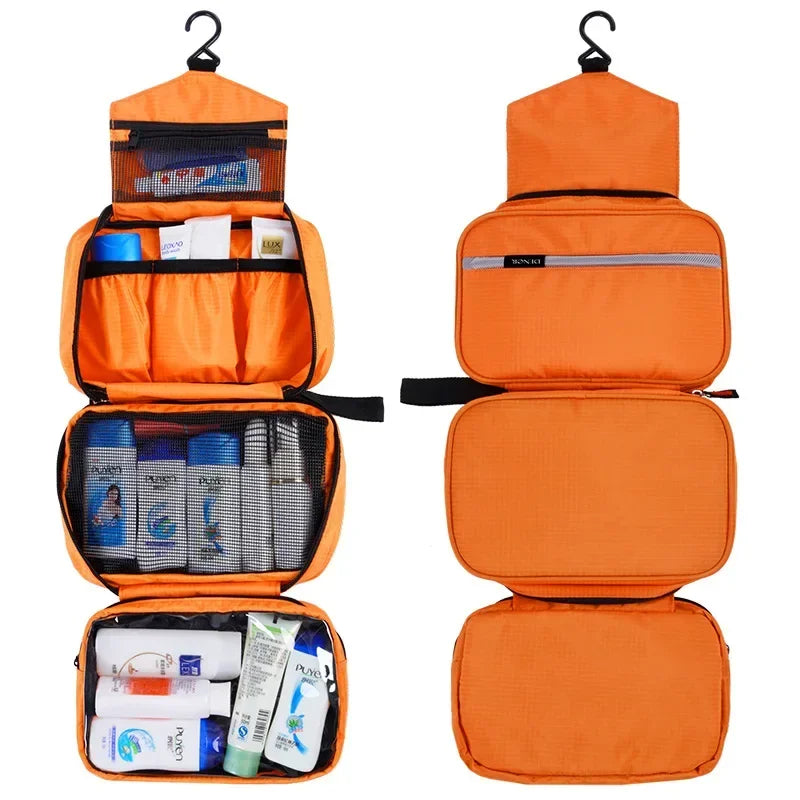 Grande Trousse de Toilette à Suspendre Nylon Vert avec 3 Compartiments