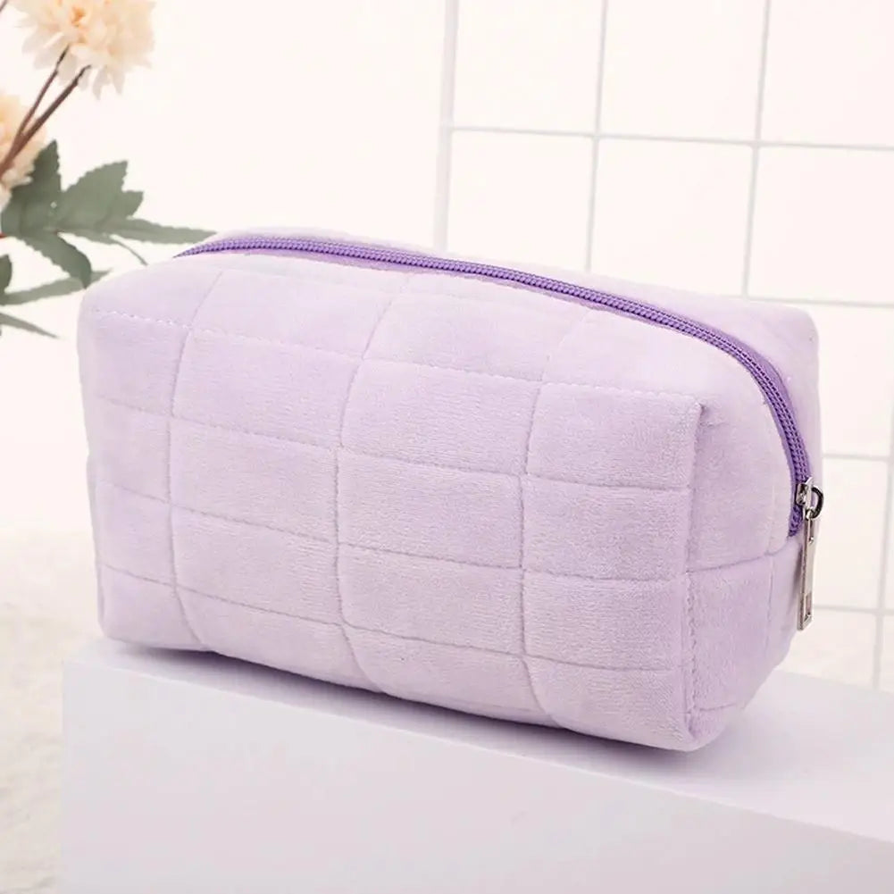 Trousse de Toilette Voyage en Tissu Bleu Marine Matelassée