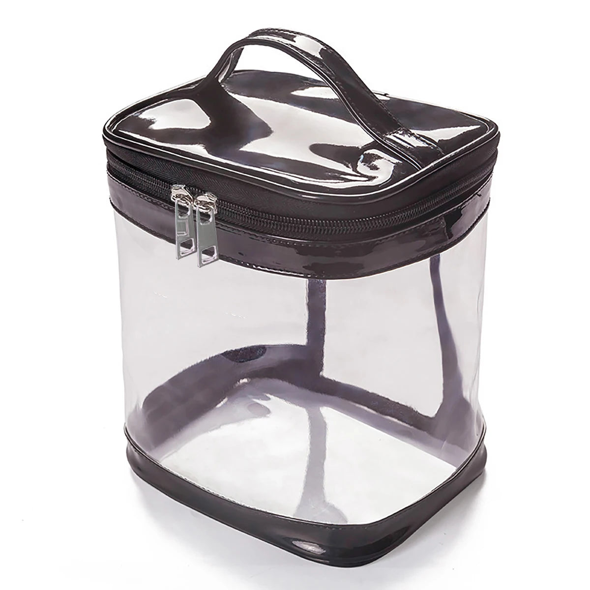 Trousse de Toilette Voyage en PVC Noir avec Poignée