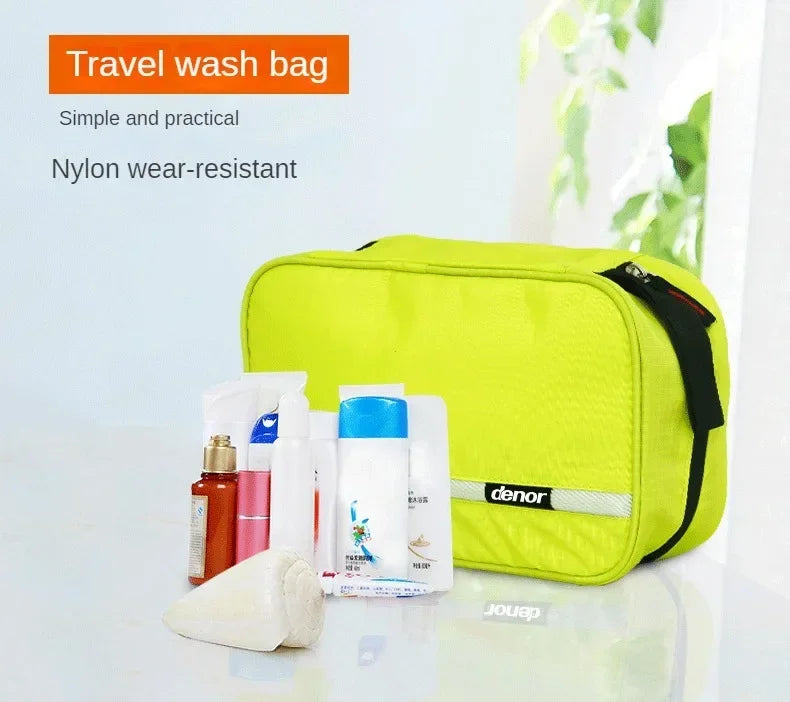 Trousse de Toilette à Suspendre en Tissu Bleu avec 3 Compartiments
