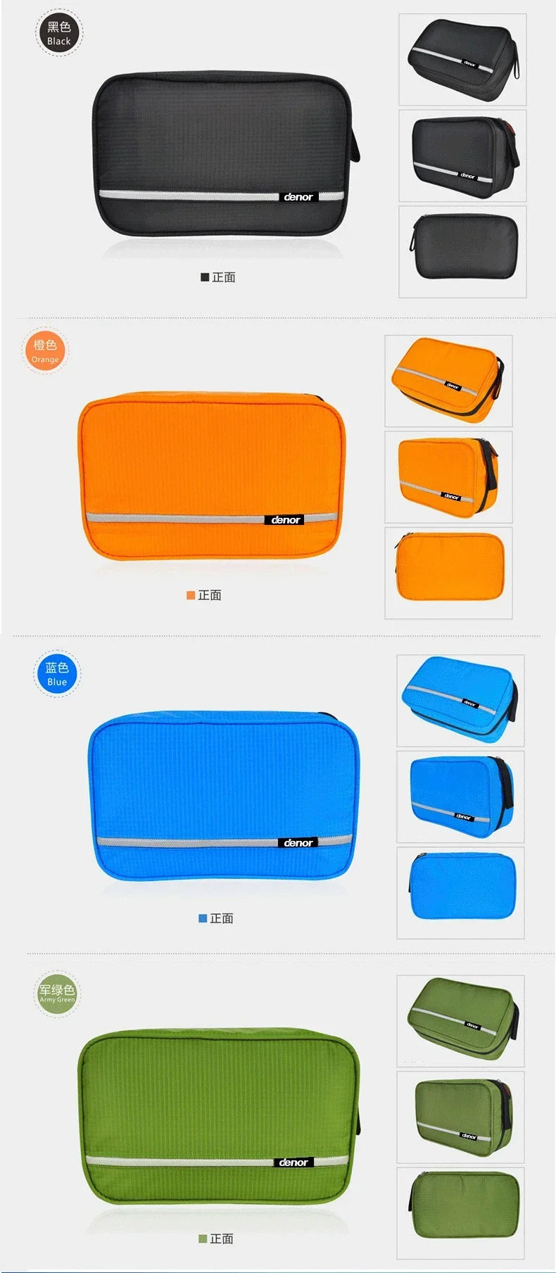 Grande Trousse de Toilette à Suspendre en Tissu Vert avec 3 Compartiments