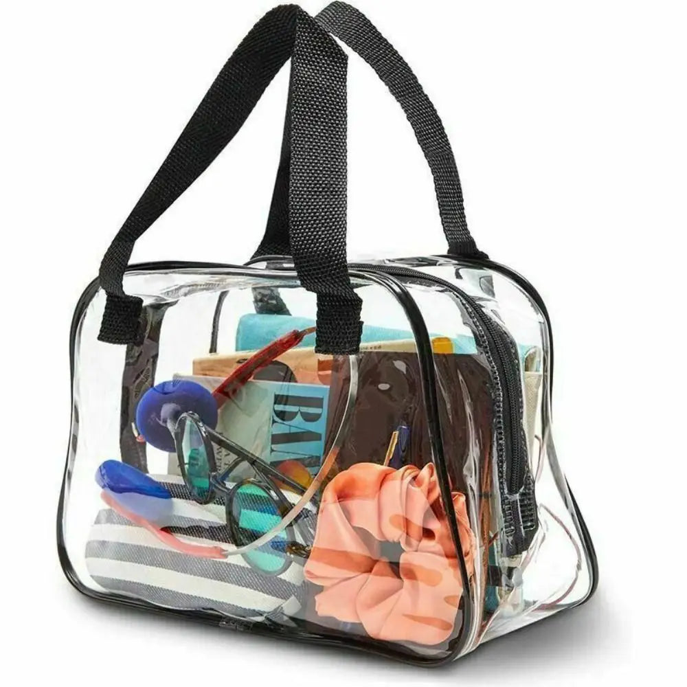 Grande Trousse de Toilette Voyage en PVC Transparent avec Poignées