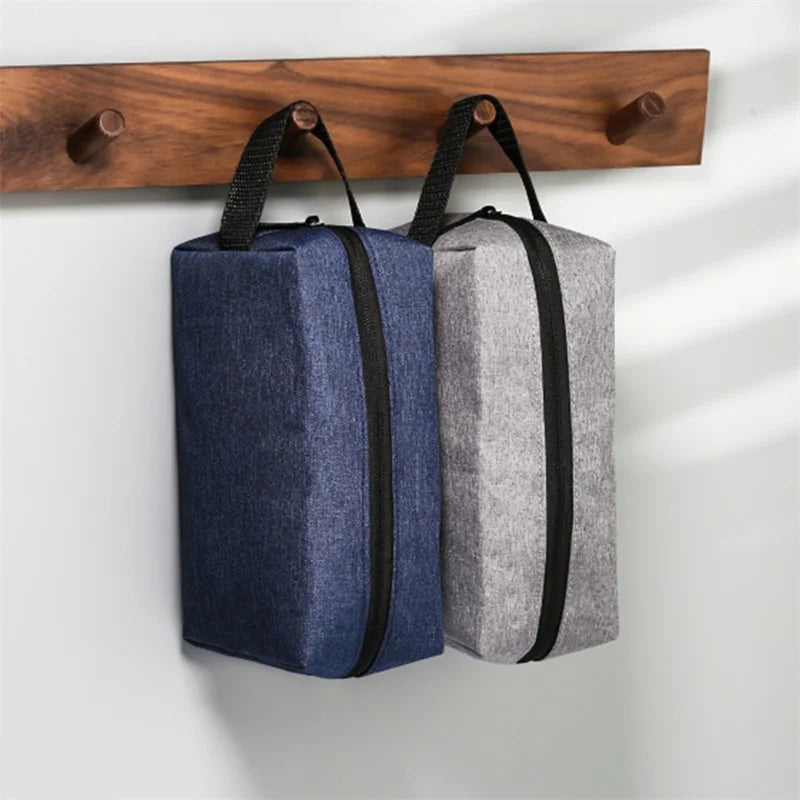 Trousse de Toilette Voyage en Tissu Bleu avec Poignée Large