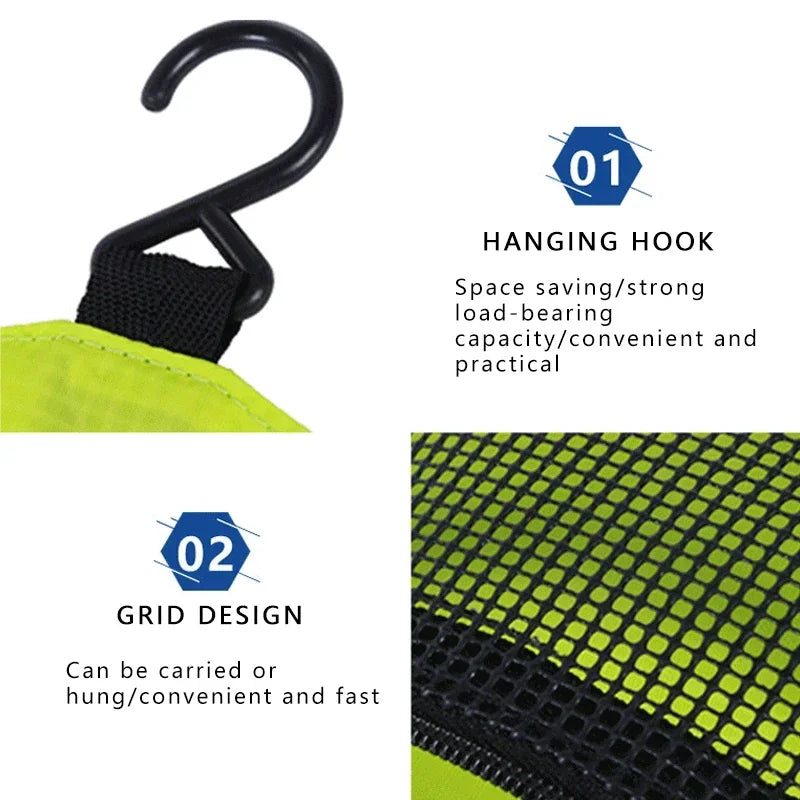 Grande Trousse de Toilette à Suspendre Nylon Vert avec 3 Compartiments