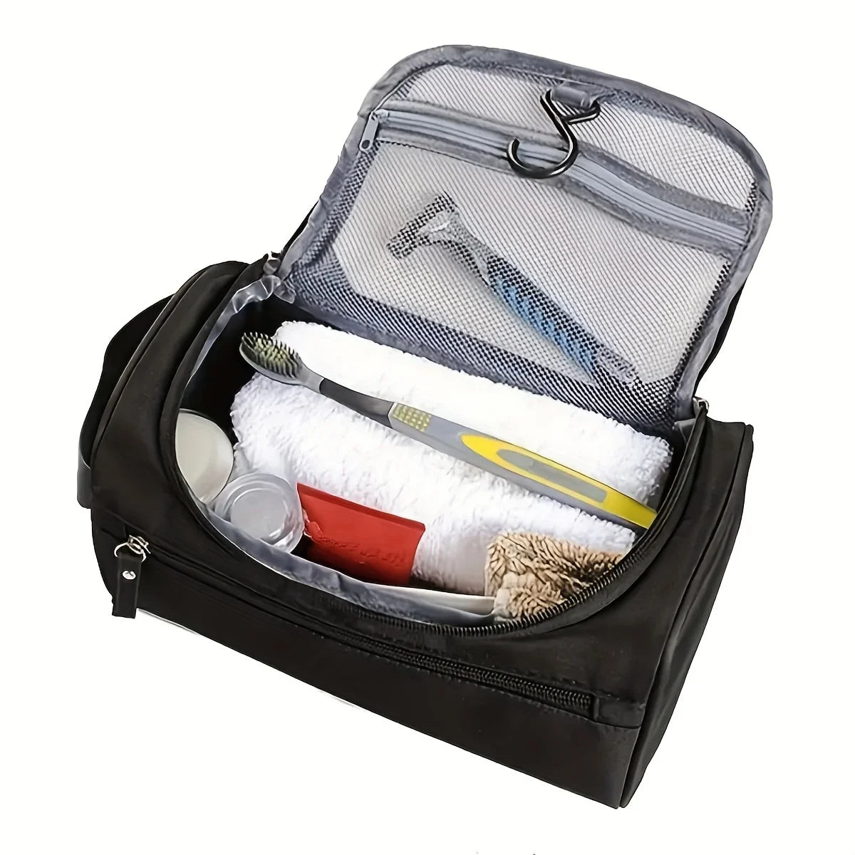 Trousse de Toilette Imperméable Noire Compacte à Suspendre