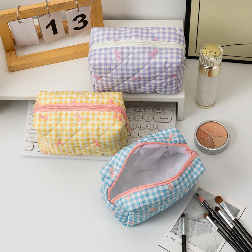 Trousse de Toilette Compacte en Tissu Bleu avec Zip