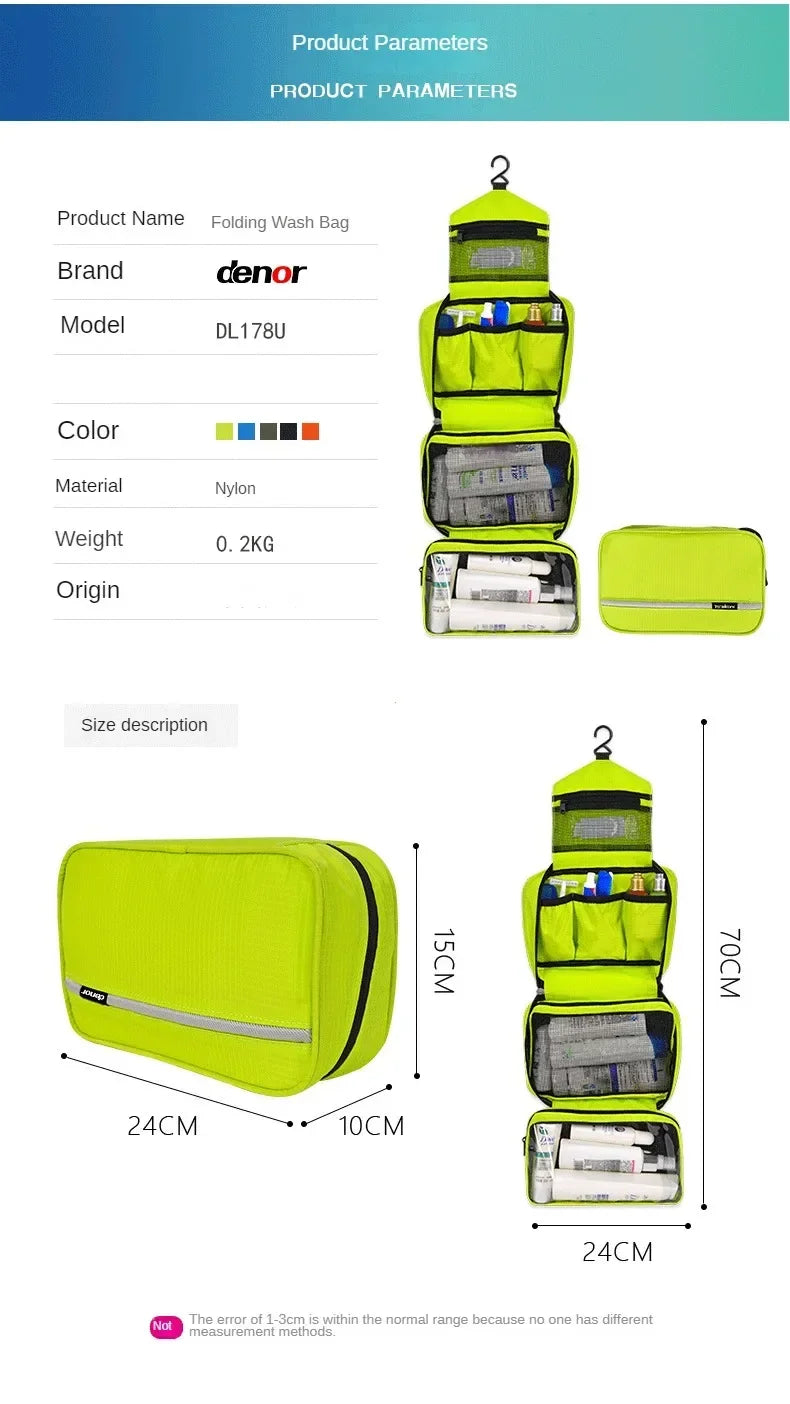 Grande Trousse de Toilette à Suspendre Polyester Orange avec 3 Compartiments