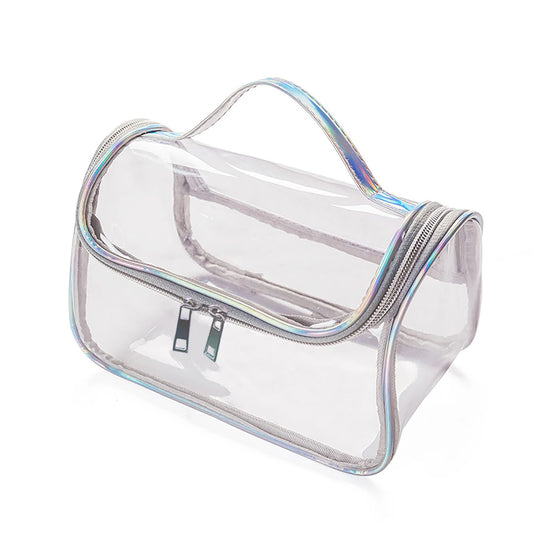 Grande Trousse de Toilette Voyage en PVC Transparent avec Poignée