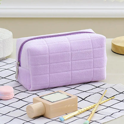 Trousse de Toilette Voyage en Tissu Bleu Marine Matelassée