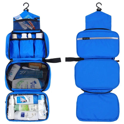 Grande Trousse de Toilette à Suspendre Polyester Orange avec 3 Compartiments