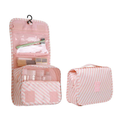 Trousse de Toilette à Suspendre en Tissu Rose avec Crochet
