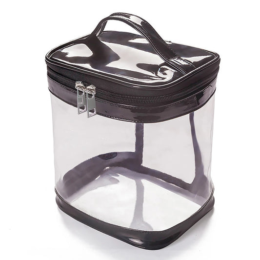 Trousse de Toilette Voyage en PVC Noir avec Poignée
