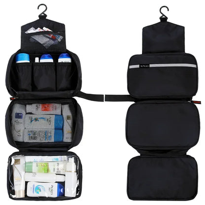 Grande Trousse de Toilette à Suspendre Nylon Vert avec 3 Compartiments