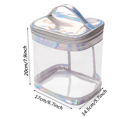 Trousse de Toilette Voyage en PVC Noir avec Poignée