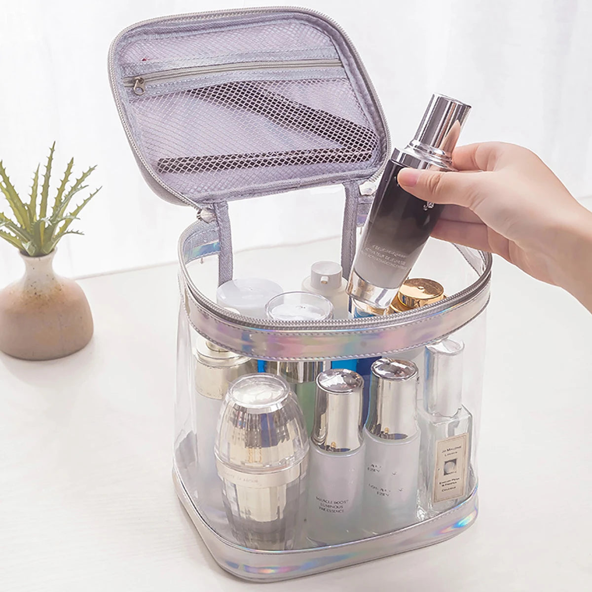 Trousse de Toilette Voyage en PVC Transparent avec Poignée