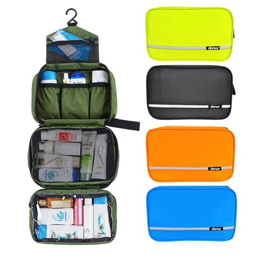 Grande Trousse de Toilette à Suspendre Nylon Vert avec 3 Compartiments
