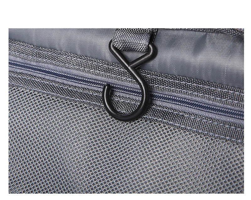 Trousse de Toilette Voyage en Tissu Noir avec Poignée et Poche Frontale