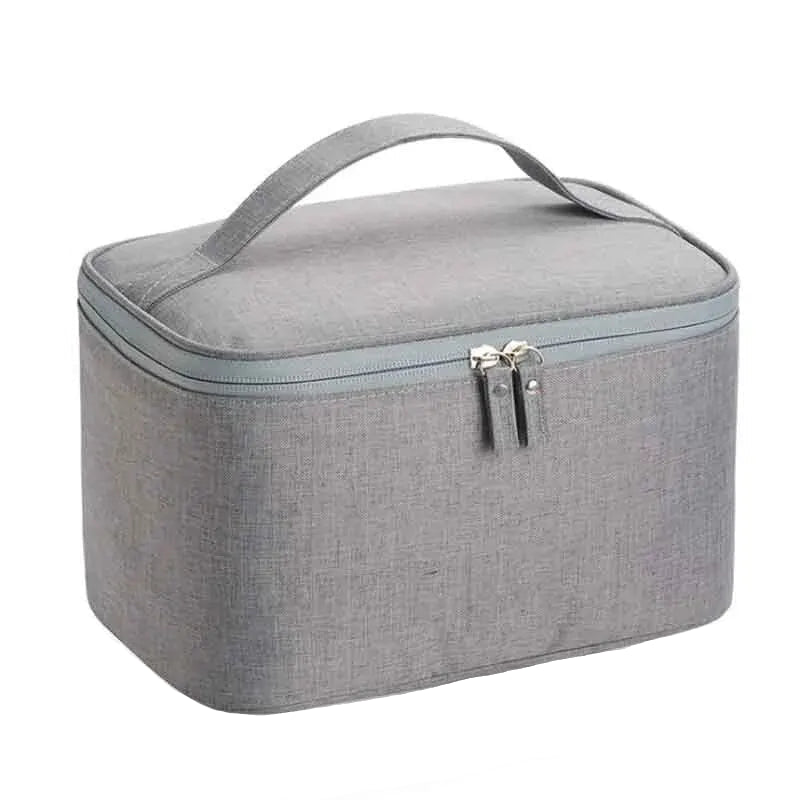 Grande Trousse de Toilette Voyage en Tissu Gris avec Poignée