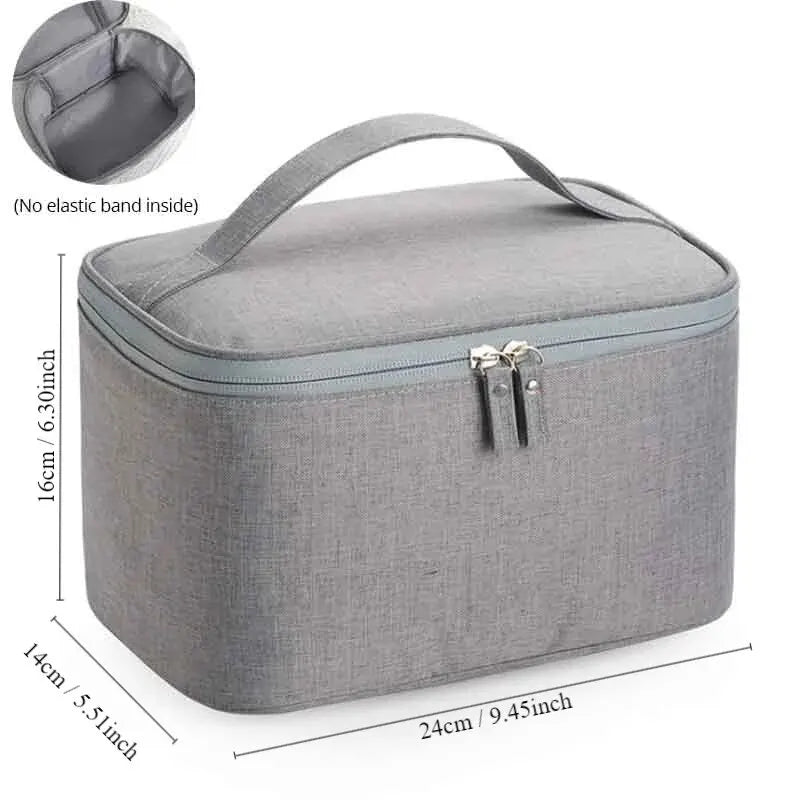 Grande Trousse de Toilette Voyage en Tissu Gris avec Poignée