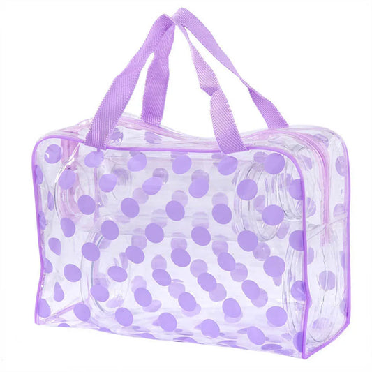 Trousse de Toilette Voyage en PVC Violet avec Poignées