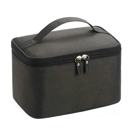 Grande Trousse de Toilette Voyage en Tissu Noir avec Poignée