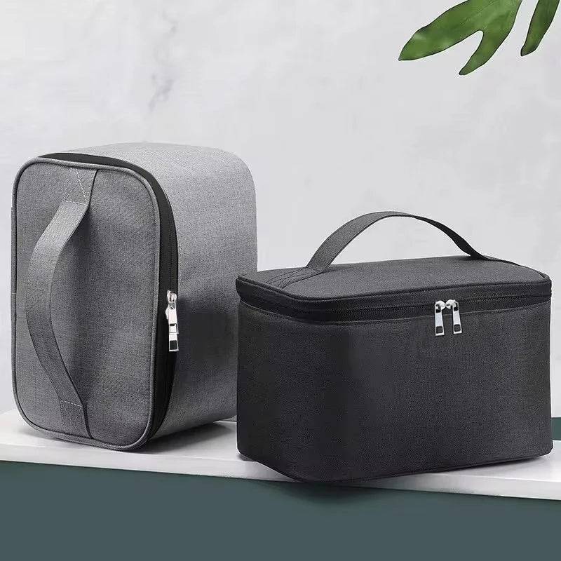 Grande Trousse de Toilette Voyage en Tissu Gris avec Poignée
