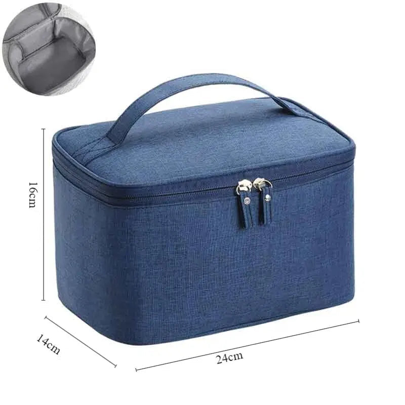 Grande Trousse de Toilette Voyage en Tissu Bleu avec Poignée