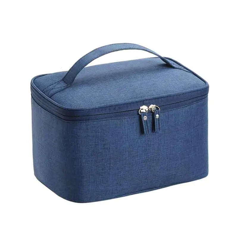 Grande Trousse de Toilette Voyage en Tissu Bleu avec Poignée