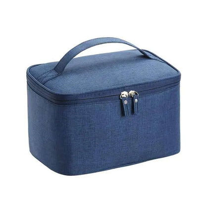 Grande Trousse de Toilette Voyage en Tissu Bleu avec Poignée