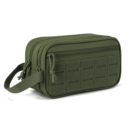 Trousse de Toilette Voyage en Tissu Vert avec 2 Compartiments