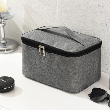 Grande Trousse de Toilette Voyage en Tissu Gris avec Poignée