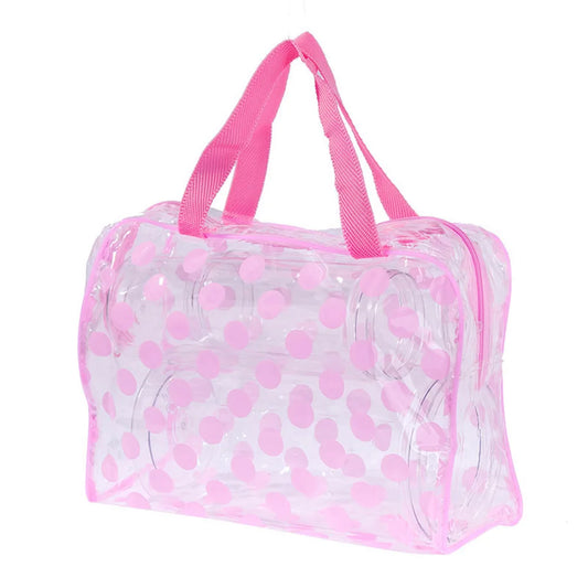 Trousse de Toilette Voyage en PVC Transparent Rose avec Poignées